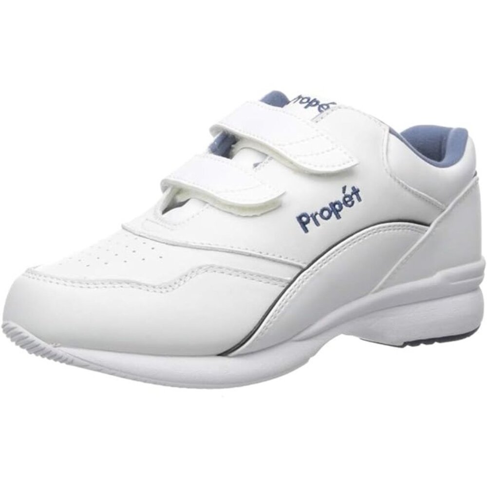 NEW Propét Womens Tour Walker Strap Leather Walking Shoes (White/Blue) Size 12M